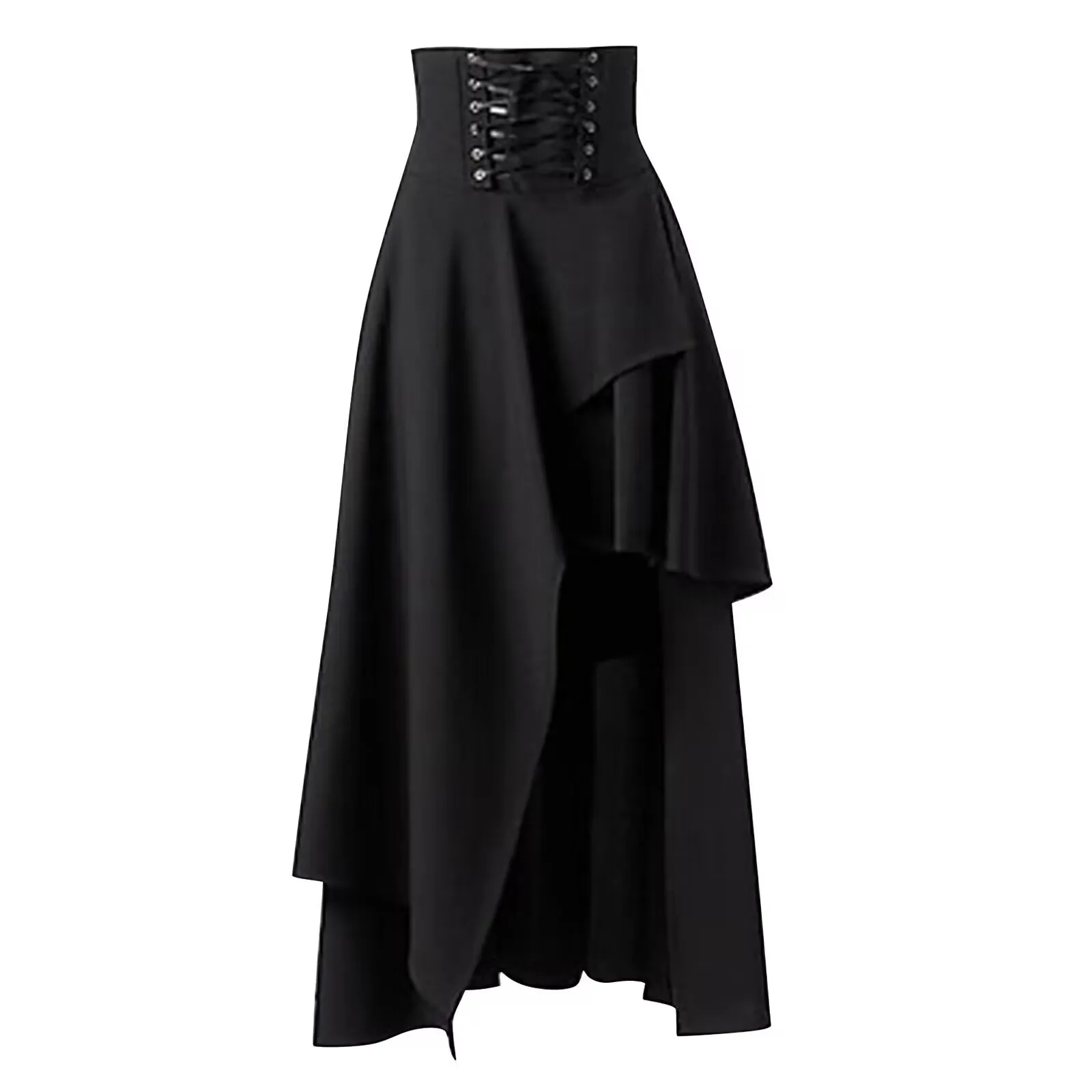 Cosplay Medieval Renaissance Gothic Steampunk Clothes Pirate Costumes Halloween Carnival Vintage Dress Up Hem Maxi Skirt: S / black