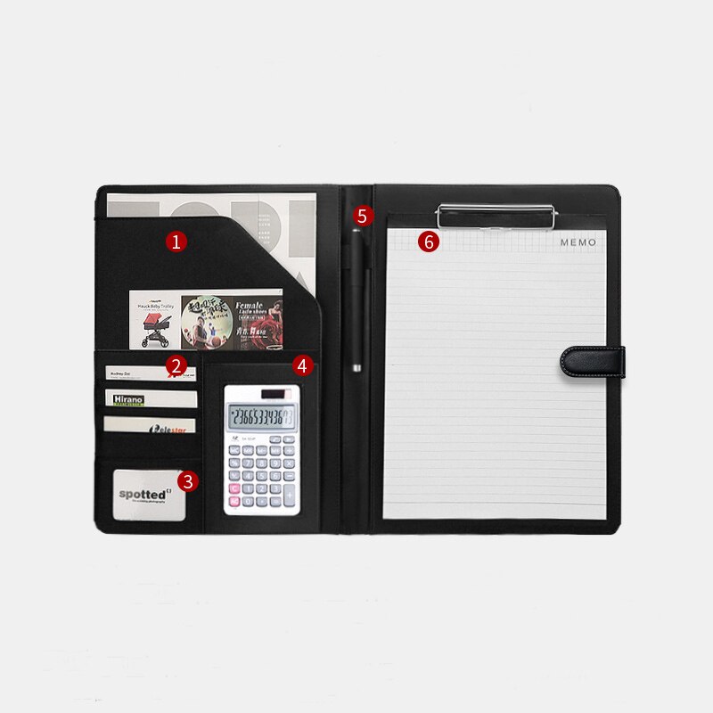 multi-function portable Filing folder A4 portfolio Memo pad holder manager sales Padfolio with calculator magnetic clasp 1308C