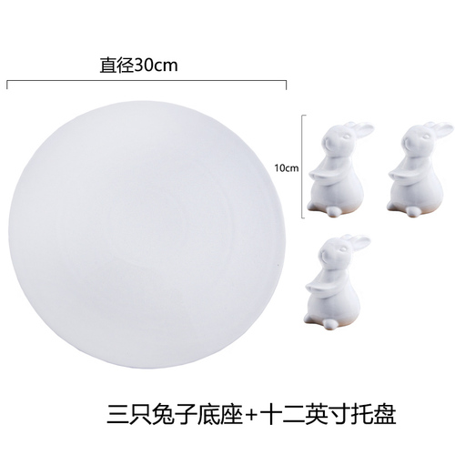 Plato de cena de cerámica para 3 conejos, soporte de postre de boda, plato de postre para el hogar, plato de pastelería, vajilla para restaurante y Hotel: C