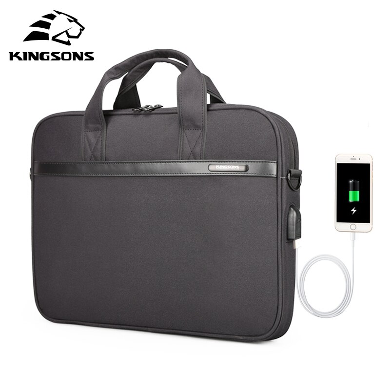 KINGSONS 11'' 12'' 13'' 14'' 15'' Laptop Sleeve Bag Waterproof Notebook Tablet Bags Case Messenger Shoulder for Men Women: Black / 15 Inches