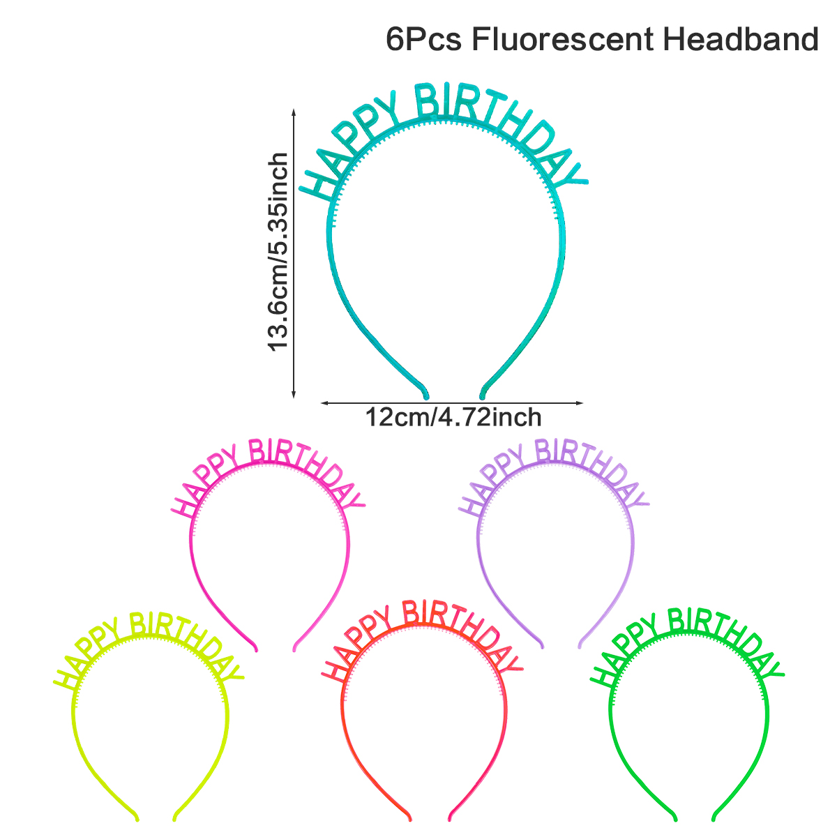 Aro de pelo fluorescente, diadema de plástico que brilla en la oscuridad, suministros para fiestas, fotomatón para decoración de cumpleaños, boda, Baby Shower, 6 uds.: Verde menta
