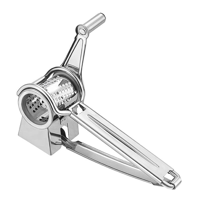 1Pc Cheese Grater Peeler Slicer Stainless Steel Grater Cheese Garlic Hand Crank Grater (Silver)