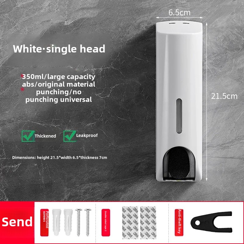 Wall-Mounted Bathroom Soap Dispenser Bottle Press No Punching Hotel Guest House Shampoo Bath Gel Box Home Decor Hardware: Branco