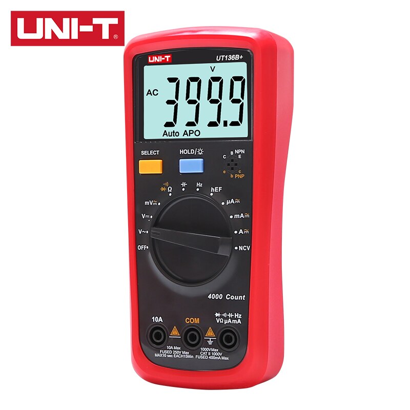 Uni-t  ut136b+/ut136c+  digitalt multimeter måler 1000v 10a ac/dc spændingsstrøm lcd display overbelastningsalarm hurtig prøvetagning