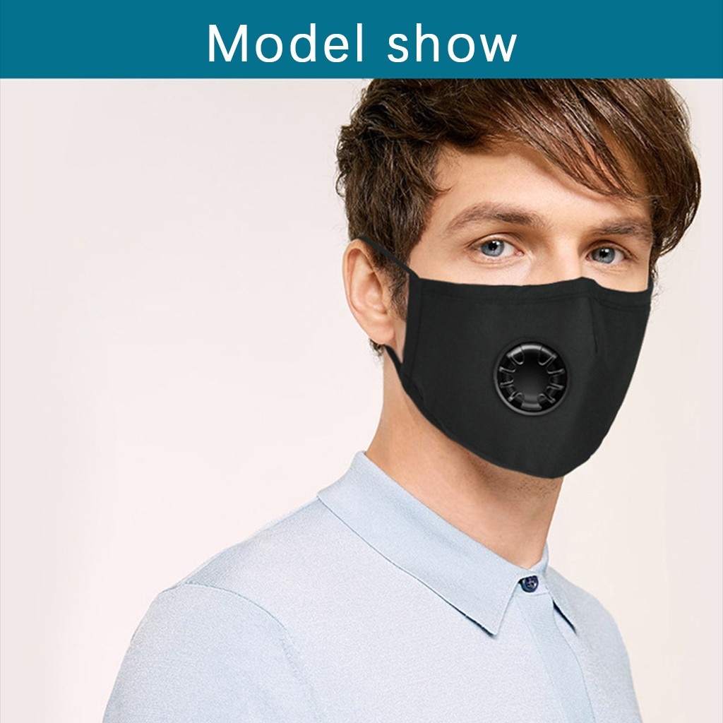 # H20 algodão pm2.5 anti haze máscara facial com válvula de respiração anti-poeira boca máscaras filtro de carvão ativado respirador boca-muffle