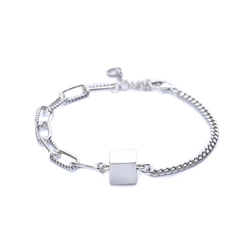 Foxanry Vintage Punk 925 Sterling Silver Chain Brcacelet for Women Simple Geometric Handmade Party Jewelry Gitfs