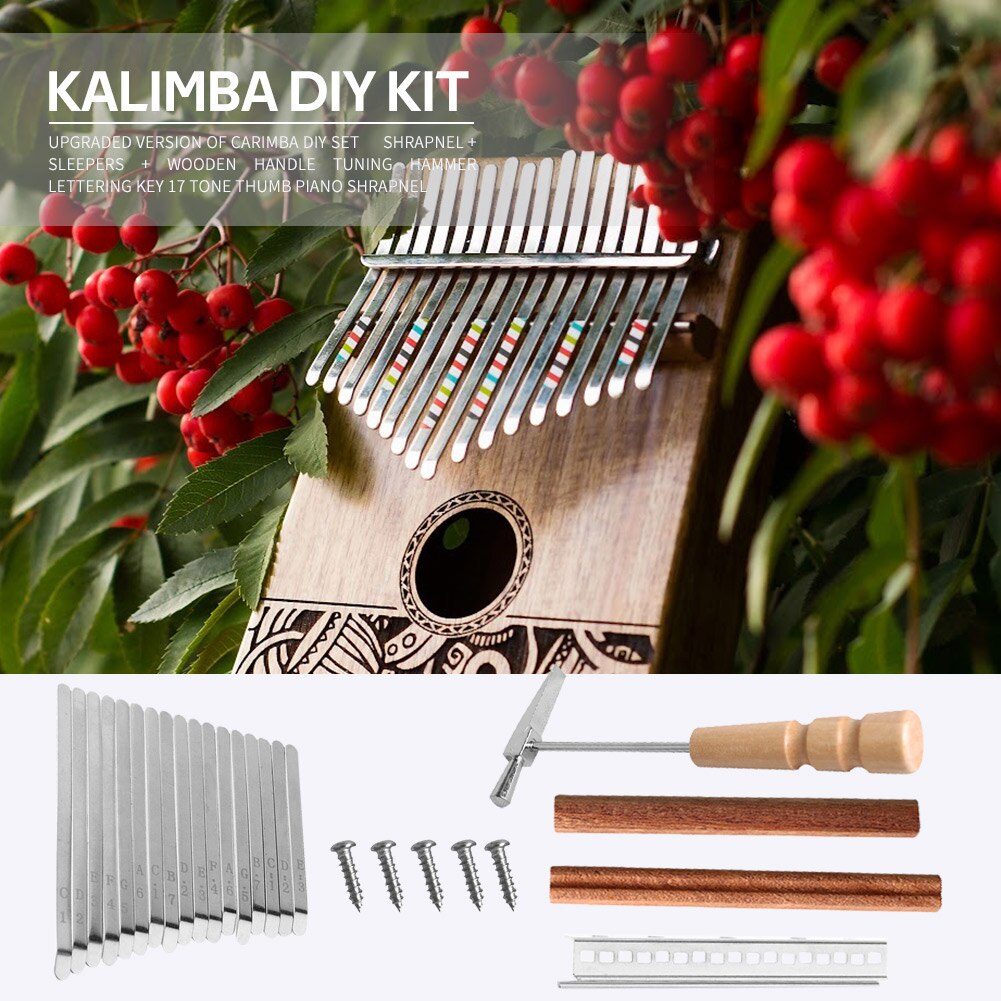 17 Toetsen Kalimba Diy Vervangende Onderdelen Met Sleutels Brug Tuning Hamer Kit Duim Vinger Piano Accessoires Muziekinstrument