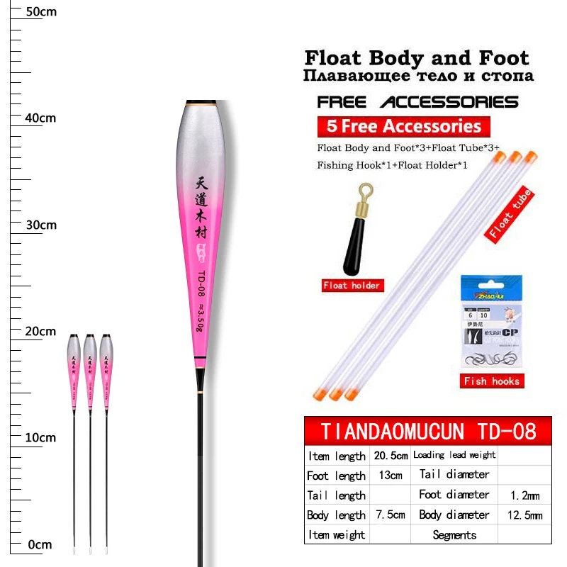 3 uds Nano flotador luminoso cuerpo flotador pie + 3 uds tubos + 1 ganchos de bolsa + 1 flotador cuerpo de boya sin cola No batería CR425 aparejos de pesca: Gris oscuro