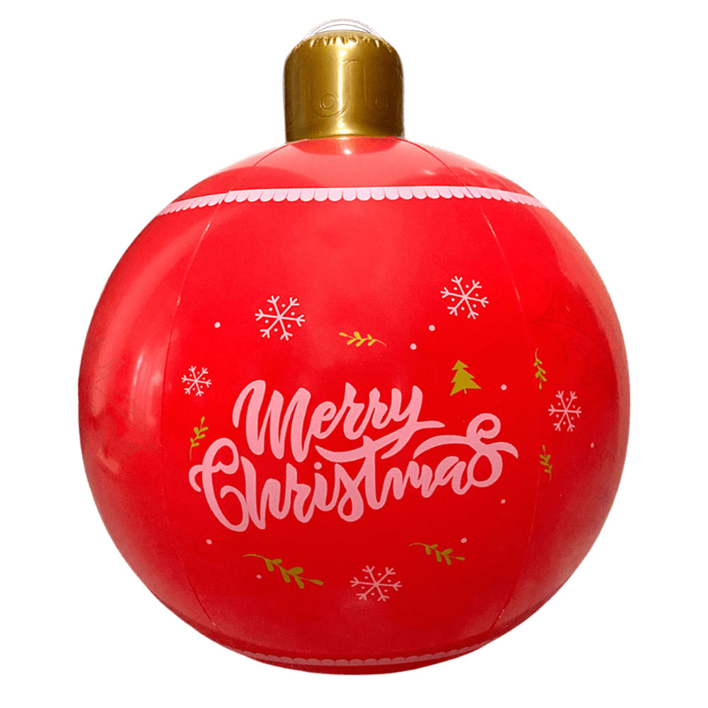 24 Zoll PVC aufblasbare Weihnachts ball Outdoor Indoor Weihnachten dekoriert Ball Riesen große große Bälle Spielzeug Neujahr Party Ornament: Rot