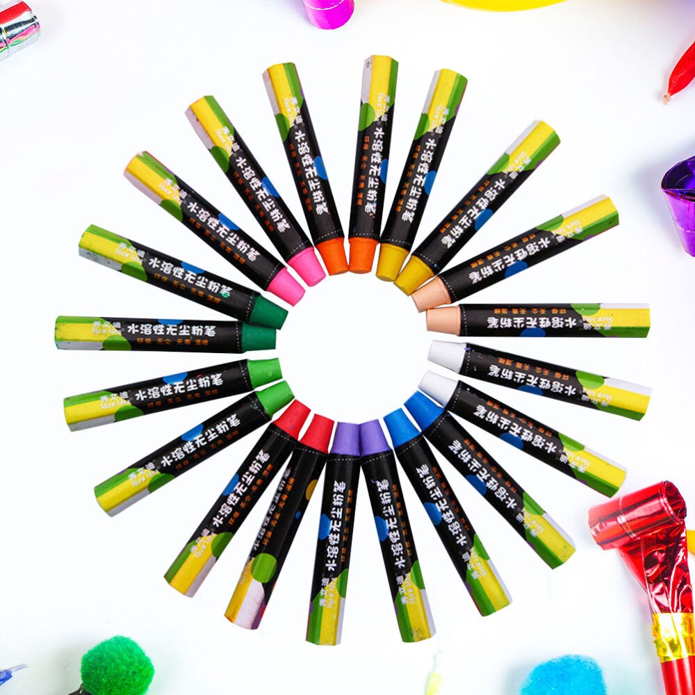 20pcs Water-based Dust-free Chalk Practical Chalk for School Home Kindergarten (10 Colors)