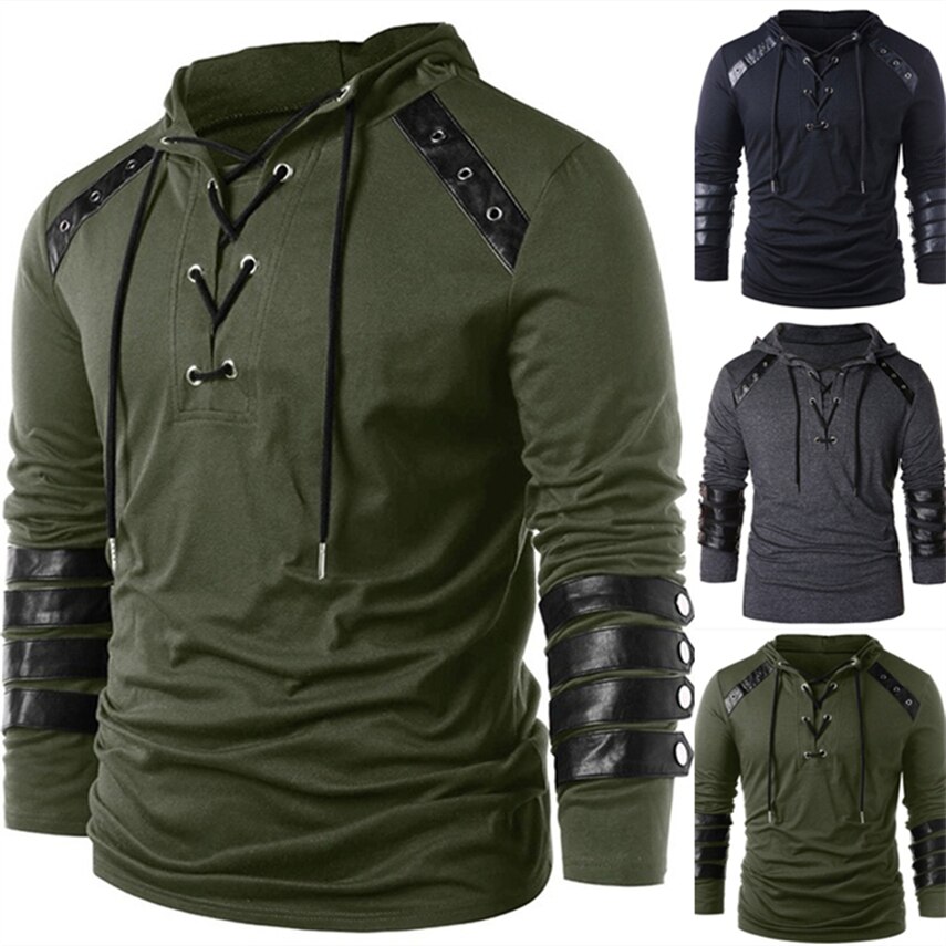 Hommes Renaissance médiévale Grooms Pirate reconstitution gn Costume laçage chemise Vintage haut à bandes moyen âge vêtements
