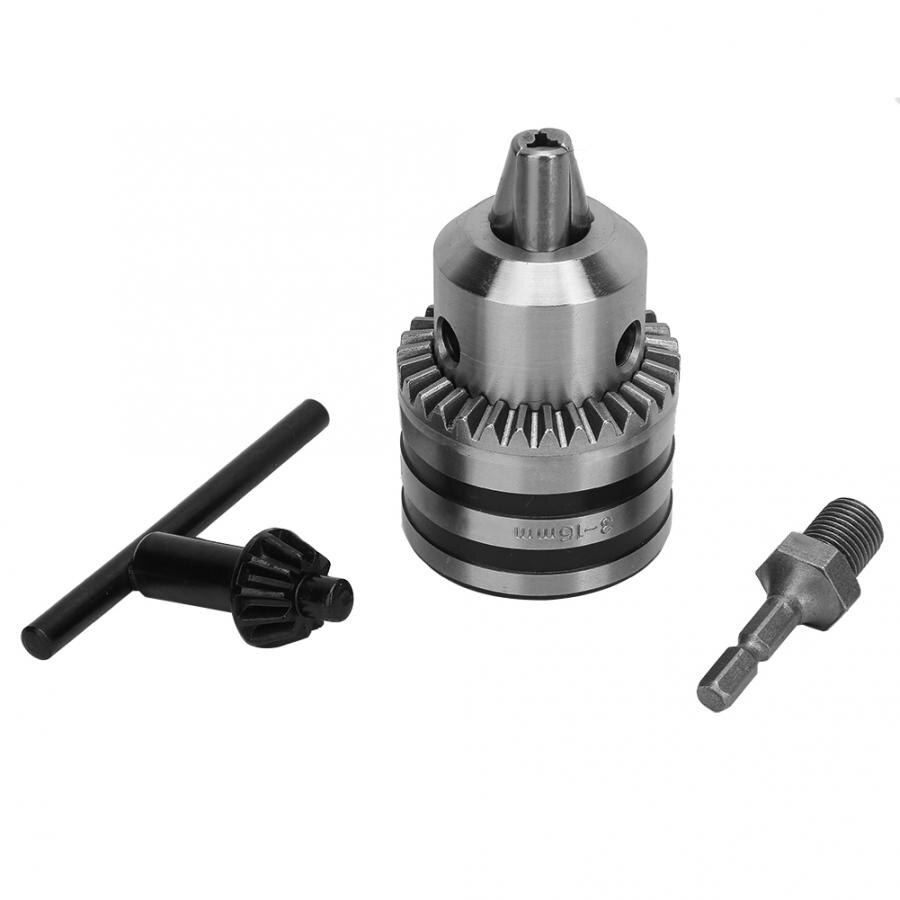 Electric Drill Chuck 3.0-16MM 1/2-20UNF Drill Chuck Adapter Kit Key Type Drill Chuck with Hex Head Adapter