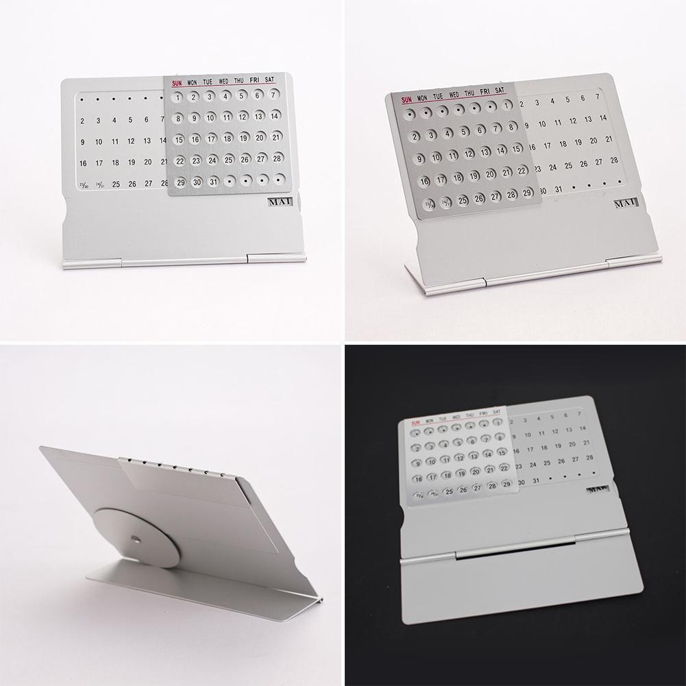 1piece Aluminum Calendar Card Calendar Mini Permanent School Ultra-thin Desktop Office Calendar Supplies English M M4Q5