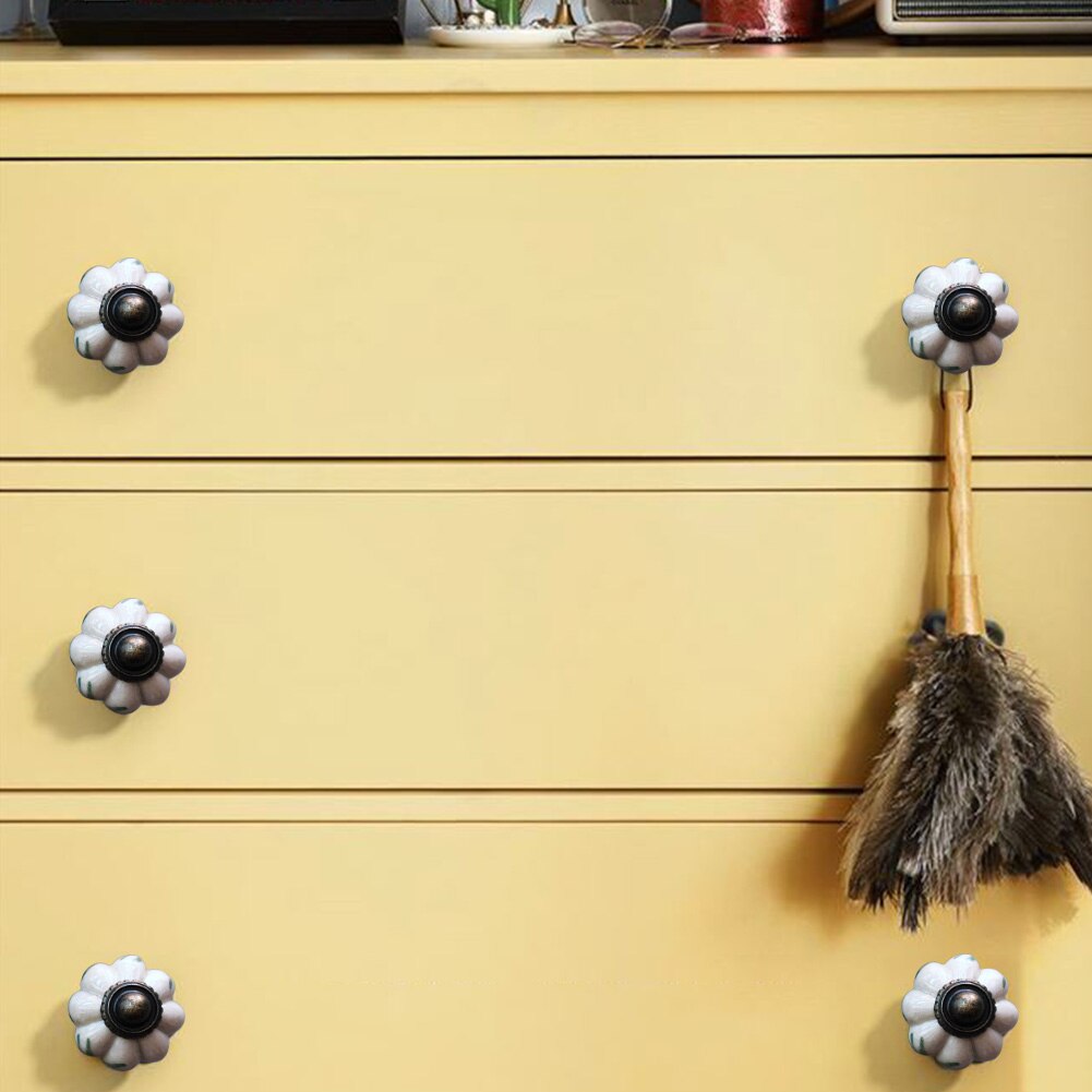Poignée de meubles Vintage boutons de porte potiron céramique armoire poignées meubles tiroir placard cuisine tirer poignée 11 couleurs