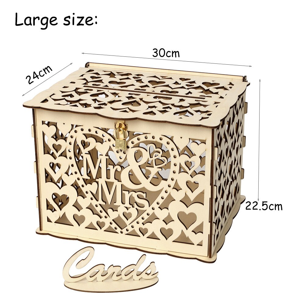 Diy Wooden Card Box For Mr. And Mrs. Wedding Supplies Sign-in Box Wooden Wedding Card Box: Large