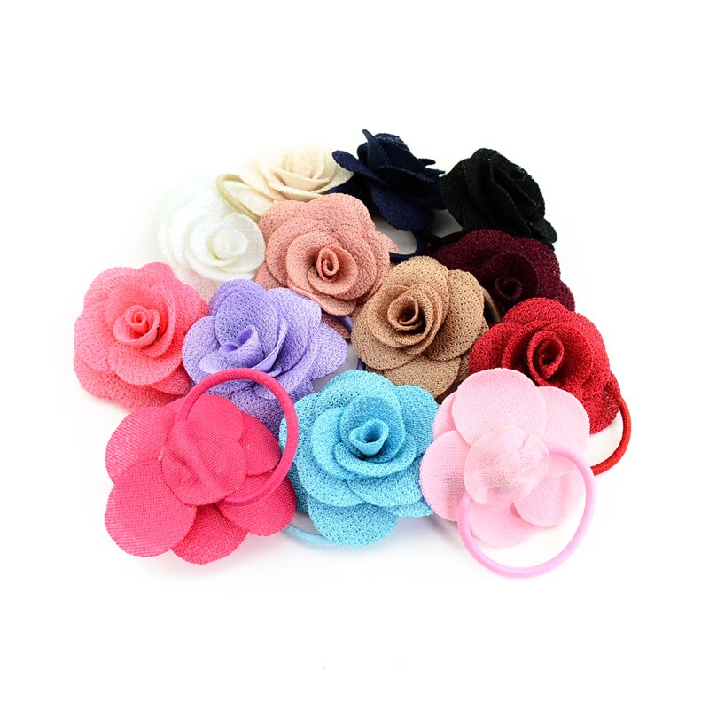 Women Big Rose Flower Elastic Hair Ring Girls Hair Bands Elastic Hair Rubber Bands Hair Accessories For Baby Girl Bebe