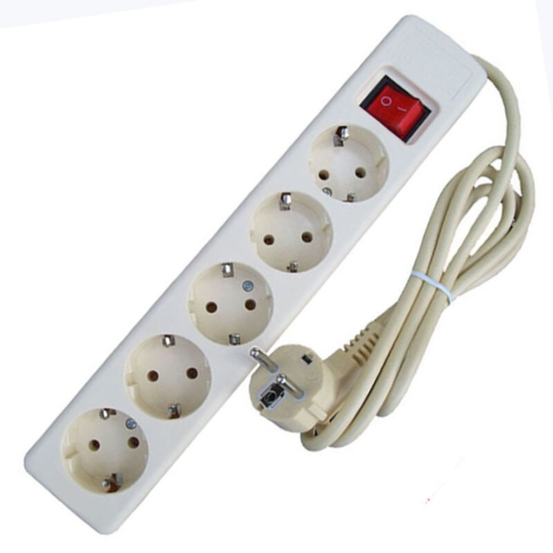 European power strip 4 way extension cord multiple socket with switch: 5 way
