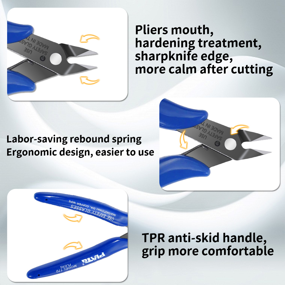 PLATO 170 Blue Flush Cutter Mini Diagonal Cutting Plier Electrical Wire Cable Metal Snips Flush Pliers Convenient Durable Tool
