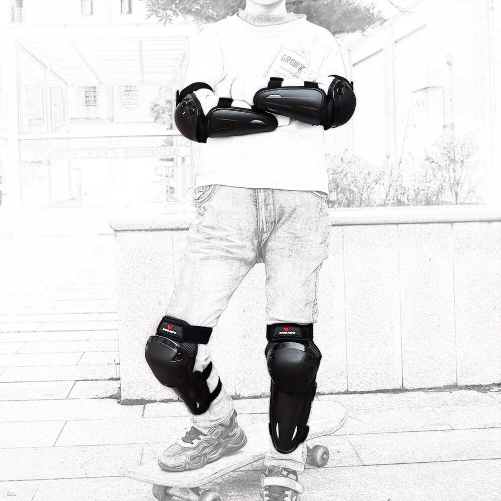 Wosawe børn knæ albuebeskyttere sæt motorcykel skateboard rulle biker arm beskyttelse gear benbeskytter knæbeskyttere sikkerhed børn