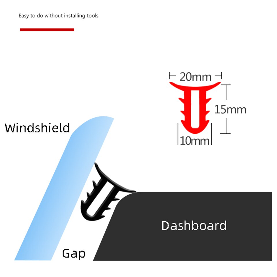 Auto Dashboard Afdichtstrip 1.6M Tochtstrip Rubber Afdichtingen Auto Afdichting Strips Auto Voorruit U Vorm Geluidsisolatie Seal Strip