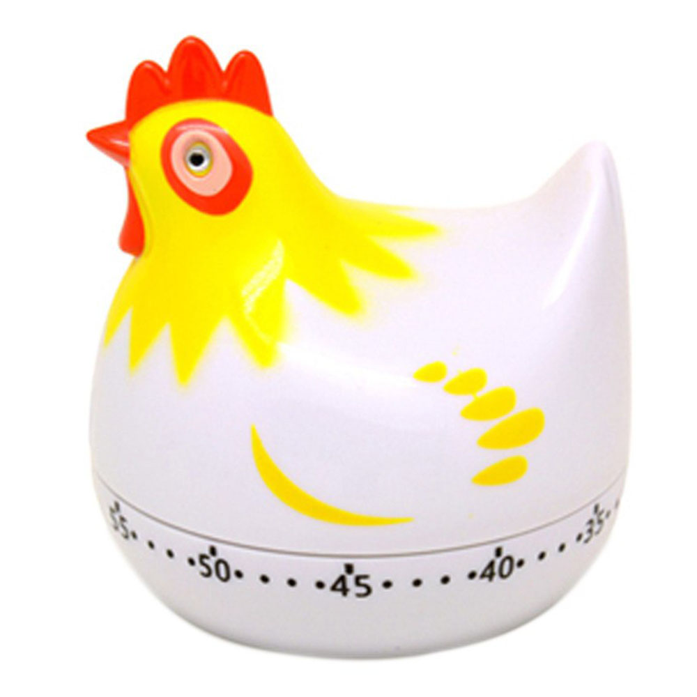 Cocina negro/blanco Gadget cuenta atrás reloj de cocina herramientas cocina temporizador con forma de Animal Manual mecánico Retro temporizador de cocina niños juguete: Blanco