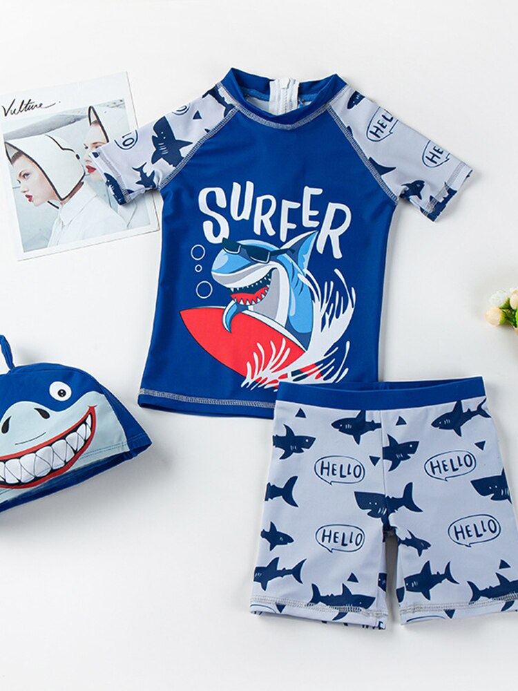 Badpak Jongen Shark Print Baby Een Stuk Badpak Badmode Rits Baden Kind Strand Swimmingpool Kleding Beachwear