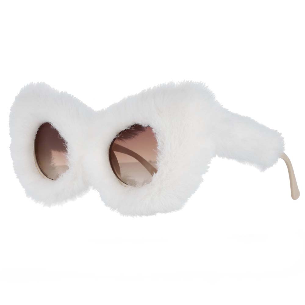Gafas De Sol De ojo De gato para mujer, lentes De terciopelo De piel suave, estilo Punk, a la , UV400, hechas a mano, 54190: Beige