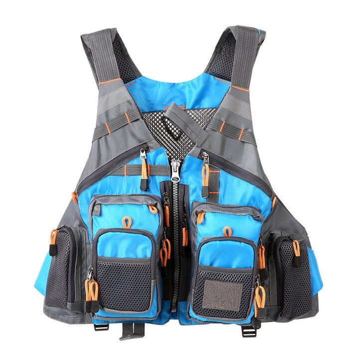 Men'S And Women'S Fishing Life Vest Outdoor Water Sports Safety Life Jacket Marine Fishing Life Vest Fishing Backpack: Sky Blue