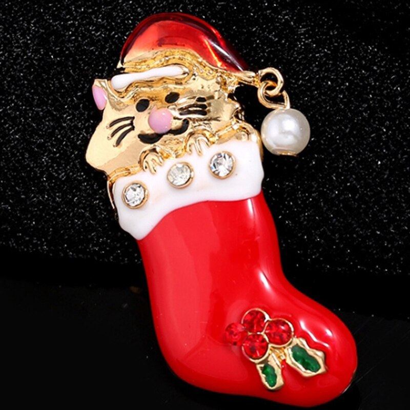 Christmas Brooch Pins - Santa Hat, Gloves, Bells, Socks, Candy - Enamel Lapel Pin Badge