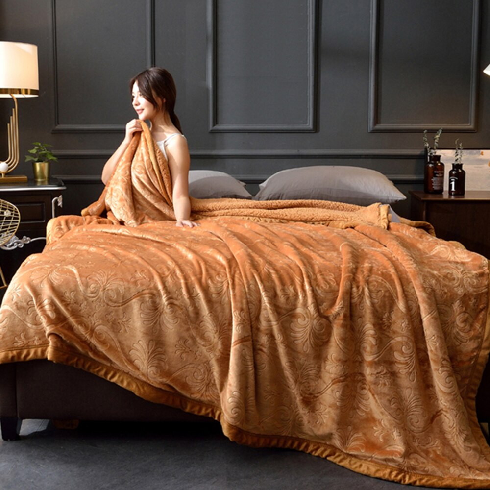 Fourrure floue corail polaire jeter couverture doux tapis hiver drap couvre-lit pour lit canapé salon lavage mécanique