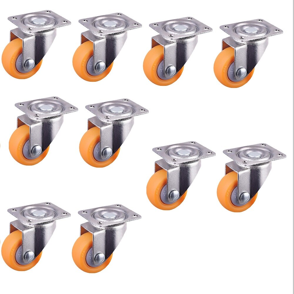 10 st vagnhjul svängbara länkhjul för vagnar 32mm 17kg st orange nylon