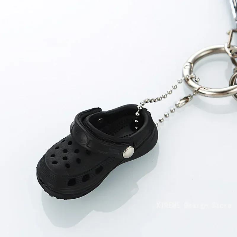 Simulation Mini EVA Hole Shoes Keychain Pendants Colorful Croc Shoe Charms For DIY Car Key Bag School Bag Backpack: WHITE