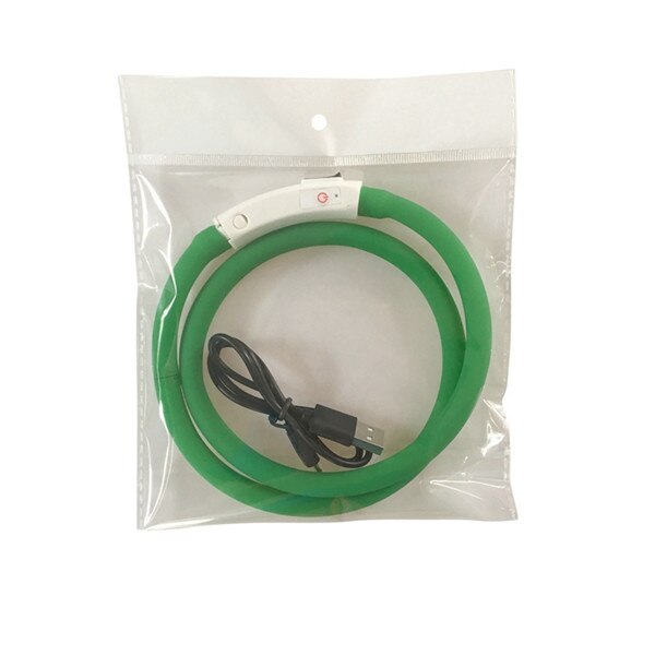 USB Rechargeable Flashing Night Dog Collars Luminous Pet Collar LED Light USB Dog Collar Glowing Teddy Flash Collar Pet 1: Green / L