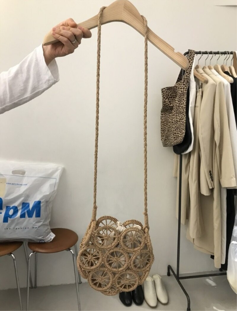 Kvinder pige lille bøtte crossbody taske sommer strandferie udhulet skulderpung til kvinder
