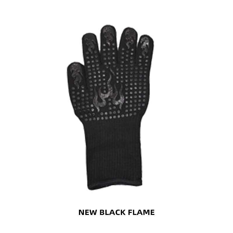 Gants multifonctions pour four à micro-ondes, maniques à poignée pour barbecue, résistant à la chaleur, ignifuge, pour la cuisson, outil de cuisine: 1pc  black flame