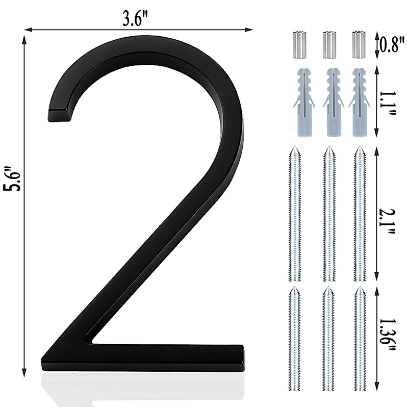 5,6 inch appartement deurnummers waterdicht zinklegering straat brievenbus huisadresborden zwart modern huis drijvende plaat cijfer