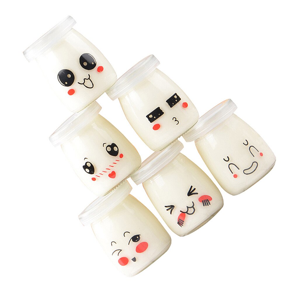 Frascos de vidrio resistentes al calor para pudín Facial, frascos de vidrio para gelatina, Yogurt, patrón aleatorio, 150ml, 6 uds.