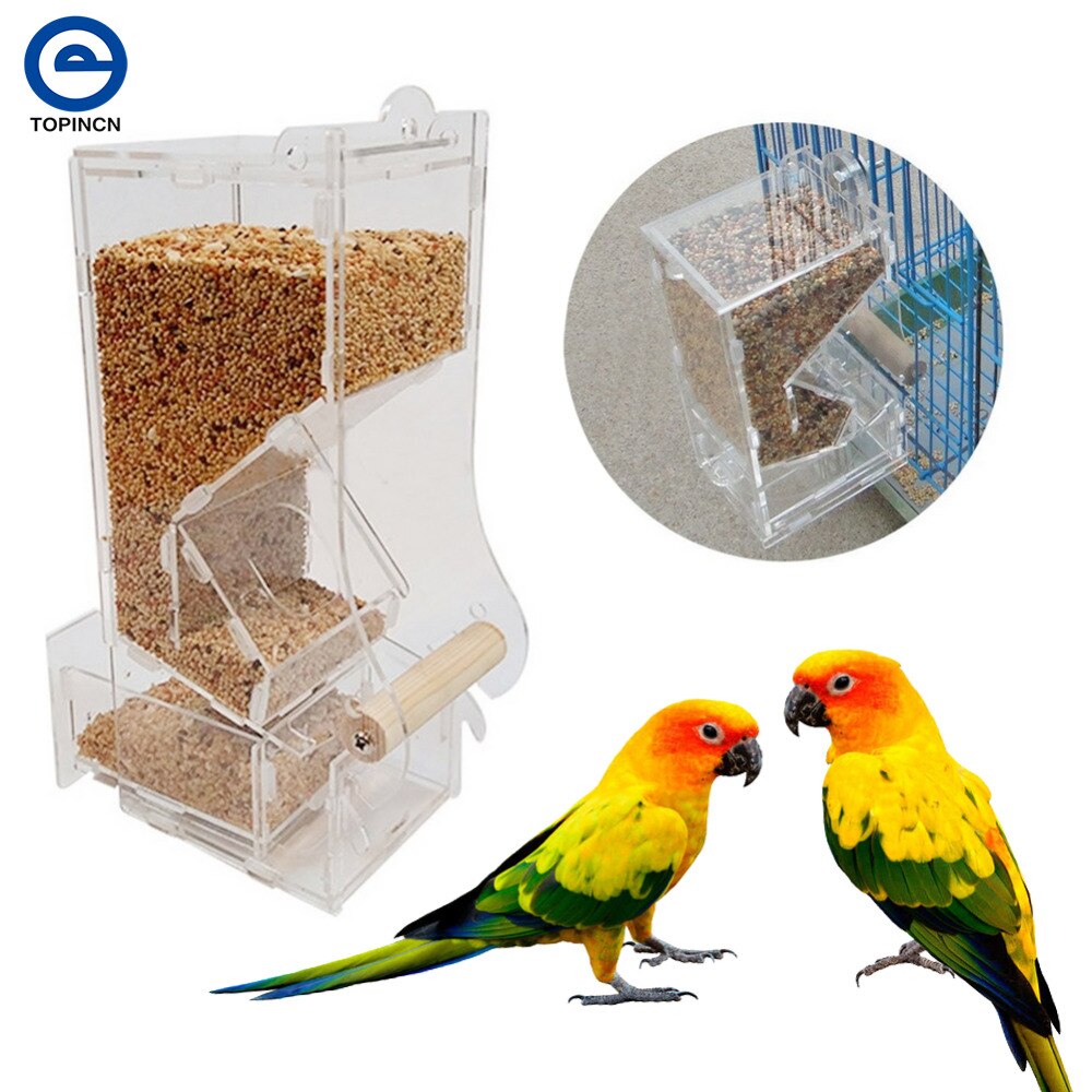 Automatic Bird Feeder Pet Bird Cage Feeder Food Container Feeding Parrot Cockatiel Automatic Feeders Mangeoire Oiseaux