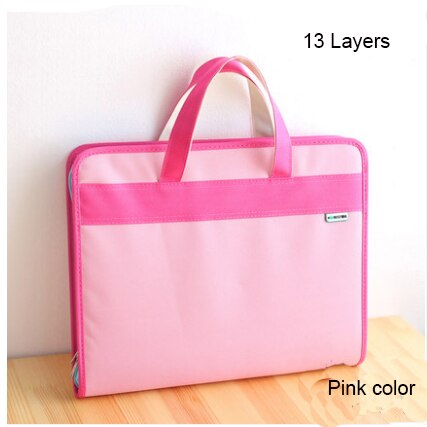 13- lag stort dokumentpose harmonika  a4 klassificering testpapir værktøj forretning udvide filmapper arkivering produkter: Lyserød