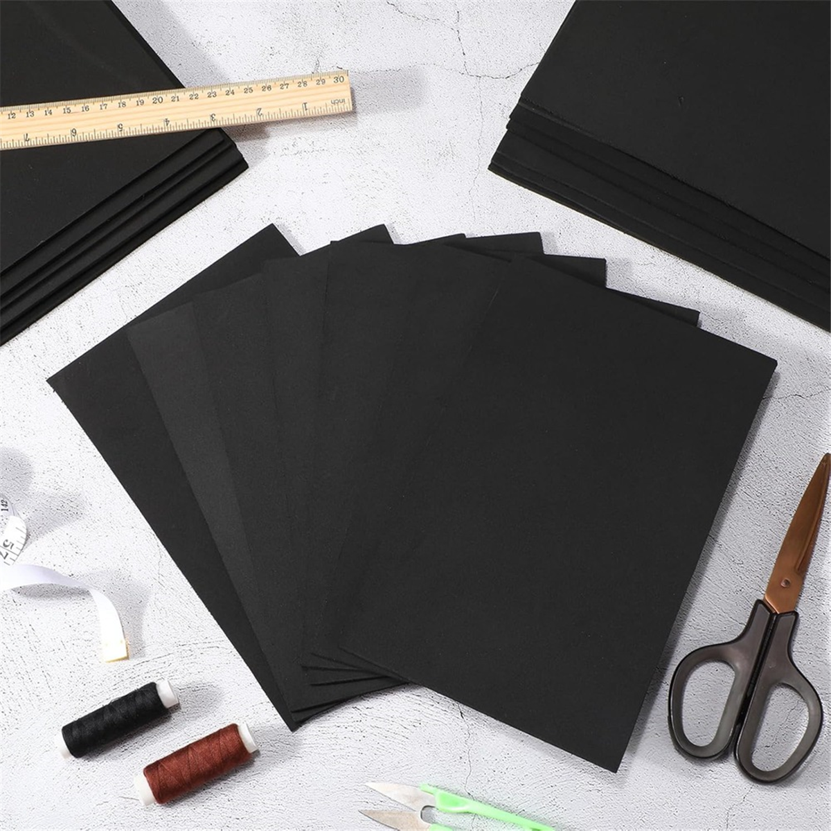 ABAB 20 szt. pianki robić haftu 3 mm 6 x 9 cali arkusze pianki EVA robić haftu 3D i rzemiosła, projektów DIY, szycia ręcznego czarny