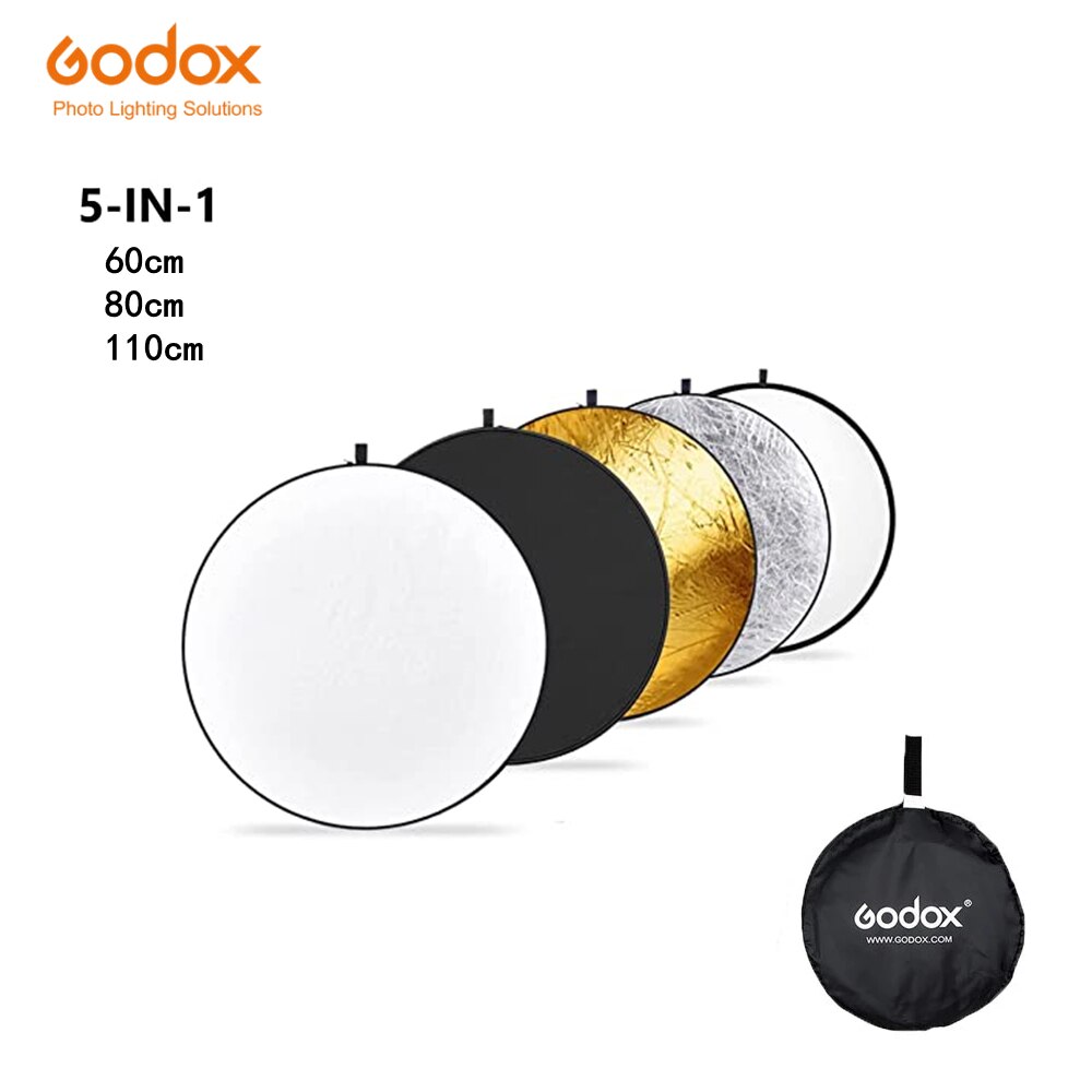 Godox 60Cm 80Cm 110Cm 5-In-1 Reflector Draagbare Inklapbare Disc Licht Ronde Fotografie Reflector voor Fotografie &amp; Foto Studio