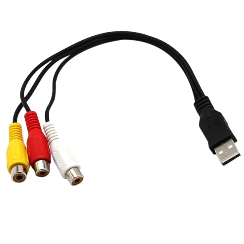 USB to 3RCA Cable USB Female to 3 RCA Rgb Video AV Composite Adapter Converter Cable Cord Connector Lead for TV PC DVR: Default Title