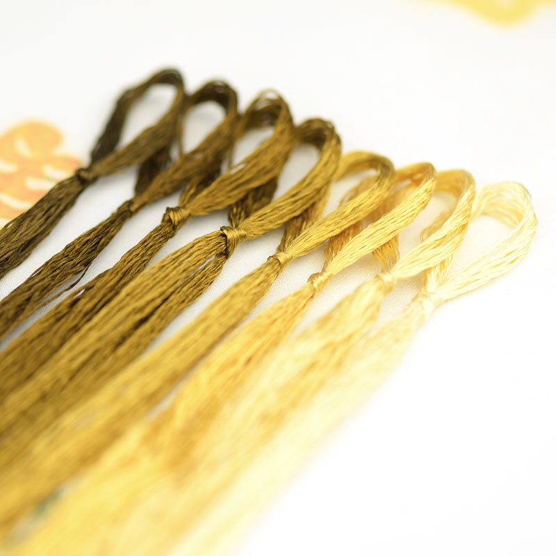 20 meters each spool /Silk thread / handmade embroidery thread / wrapped flower silk line / Mustard yellow