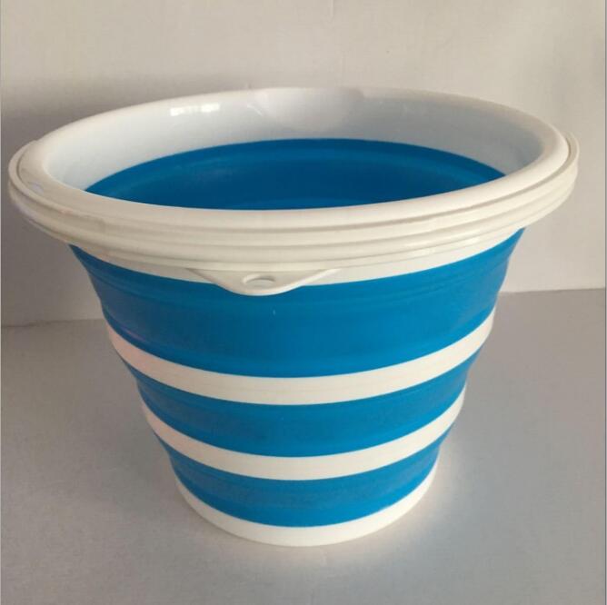 Silicone Folding Bucket for Fishing Collapsible Bucket Car Wash Outdoor Fishing Square Barrel Bathroom Kitchen Camp Bucket: Blue