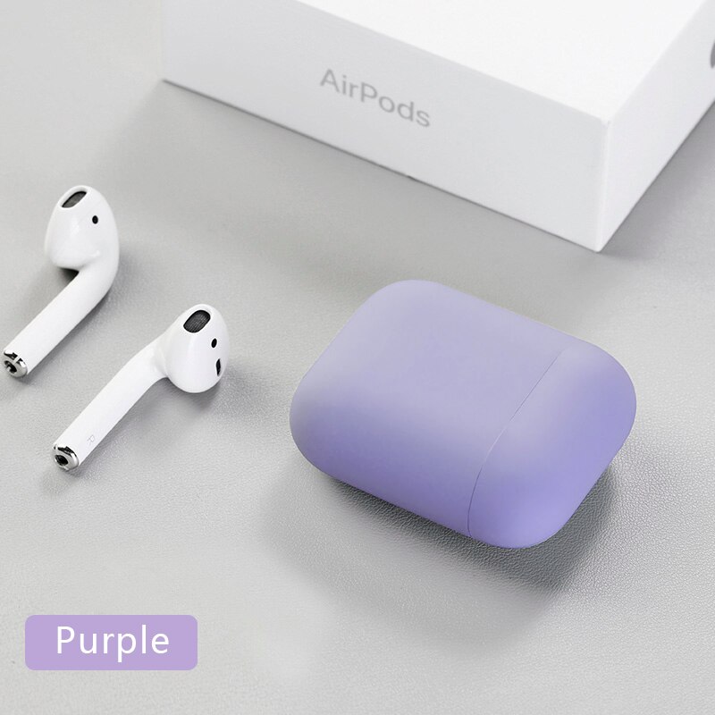 Custodia In Silicone originale Per Apple Airpods 2 Sottile Della Copertura Ultra sottile Custodie Multicolor Protettiva delicato Della Pelle per Airpods di Goccia: light purple