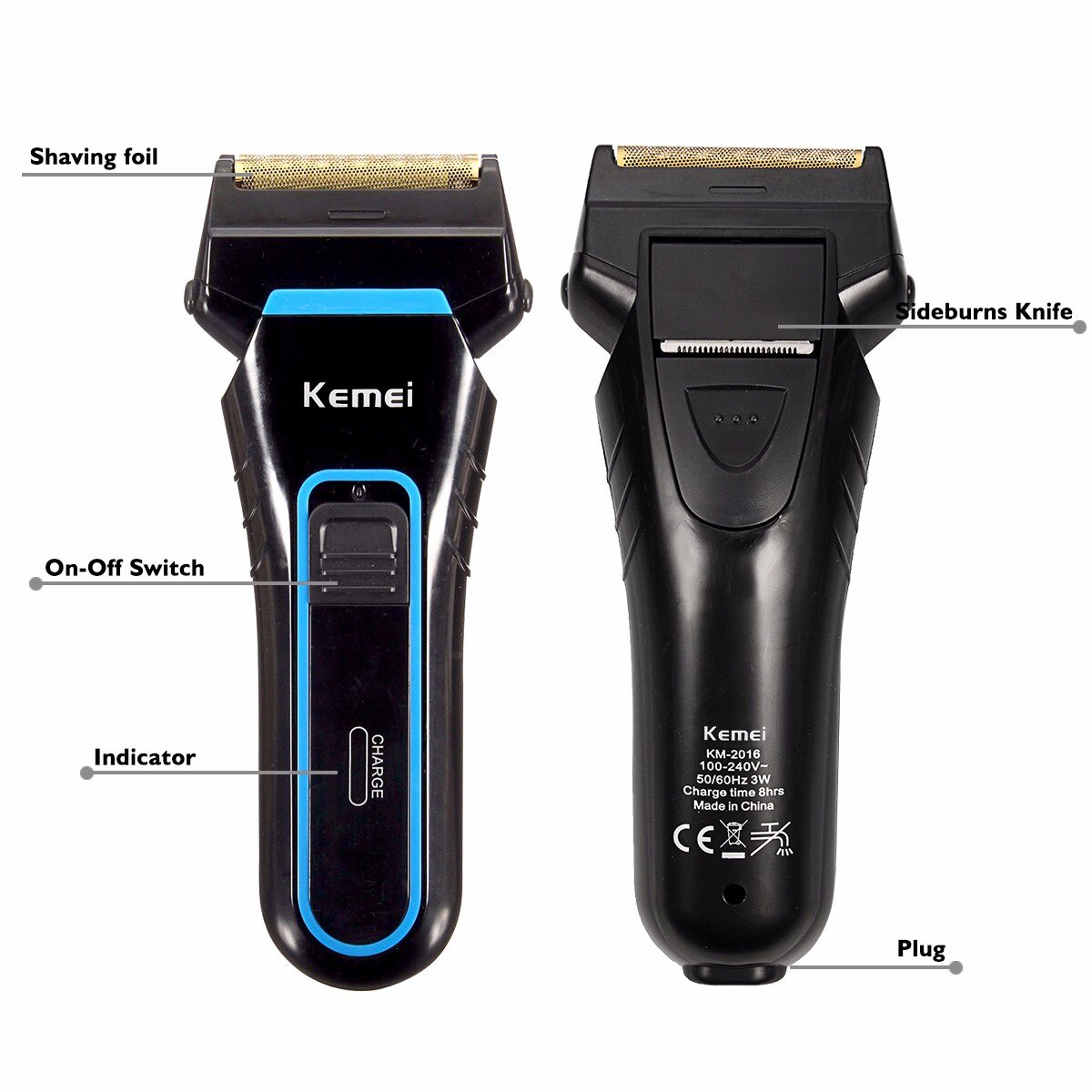 Men Electric Shavers Razor 2 Blades Dual Foil Shaver Rechargeable Beard Razor Trimmer Portable Cutter Machine for Shaving