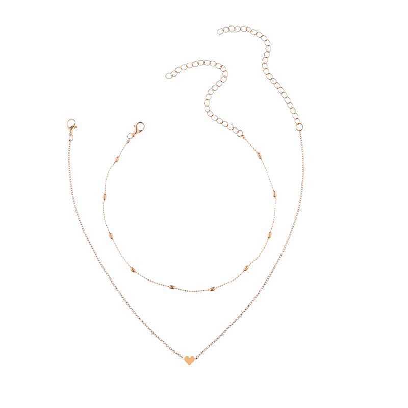 Mooie Stijl 2 Lagen Hart Verstelbare Ketting Multilayer Chain Choker Ketting Voor 2 Stks/set: 63