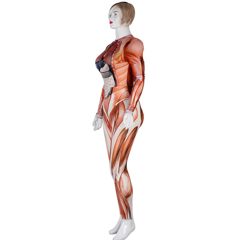 3D imprimer corps d'anatomie humaine combinaison une pièce pour les femmes Muscle à manches longues combinaisons boîte de nuit fête Halloween vêtements