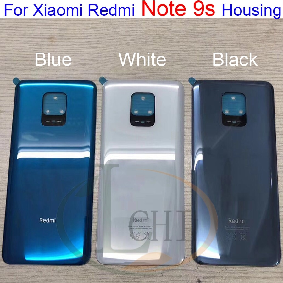 para Xiaomi Redmi Note 9S Cubierta trasera de la batería carcasa de la puerta trasera Panel de cristal Note9 Pro para Redmi note 9 pro cubierta de la batería