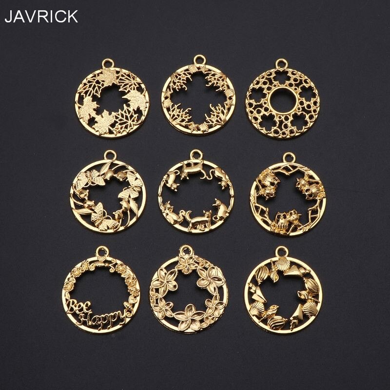 9Pcs Diy Ronde Cabochon Hanger Hars Leeg Frame Hangers Bezel Sieraden Maken